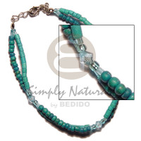2 rows green tones 2 3 coco heishe Pokalet