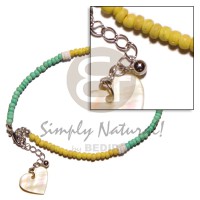 yellowithgreen 2 3mm coco Pokalet with dangling mother of pearl shell (MOP)