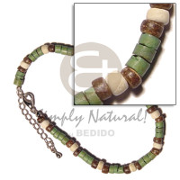 green 4 5mm coco heishe with natural brown bleach