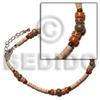 2 3mm coco heishe natural white with black orange tiger