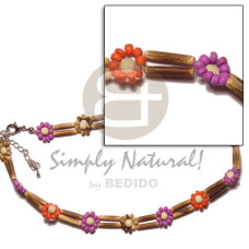 2 rows sig id wood tube with lavender red tiger