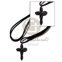 carved carabao horn twisted cross on leather