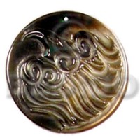 round blacklip with carving 40mm