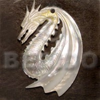 flying dragon mother of pearl shell (MOP) carving 45mm