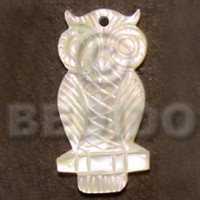 owl mother of pearl shell (MOP) carving 40mm
