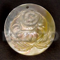 round mother of pearl shell (MOP) with rose carving 40mm
