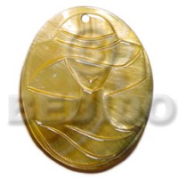 oval black lip with hat lady carving