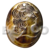 oval black lip tiger with lady carving