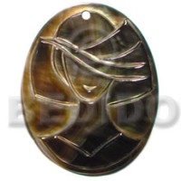 oval black lip tiger with lady carving