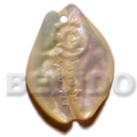 30mm mother of pearl shell (MOP) sigay shell shaped carving