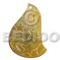 moon and stars design on mother of pearl shell (MOP) 45mm