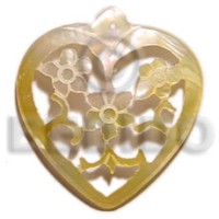 40mm carved heart mother of pearl shell (MOP)