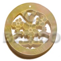 40mm round carved mother of pearl shell (MOP)