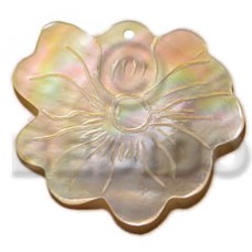 45mm irregular flower mother of pearl shell (MOP) pendant