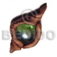 50mmx25mm clay eye with green yellow gemstone accent  tribal cl