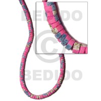 4 5mm coco heishe bright pink with splashing