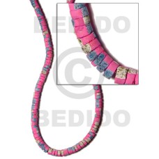 4 5mm coco heishe bright pink with splashing