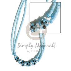 3 rows pastel blue coco heishe 