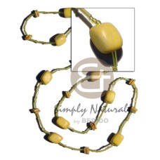 yellow wood beads coco square cut combination