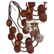 3 graduated layers 16in 17 in 18in brown cut beads