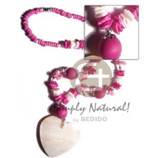 4 5mm bright pink coco pklt with white rose shells in pink tone,