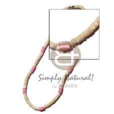 pink wood tube with 4 5 coco heishe