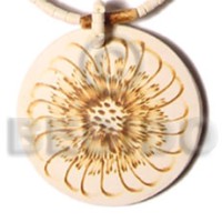 50mm round coco pendant with flower burning