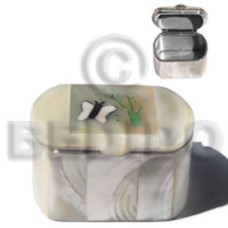 inlaid troca pillbox with butterfly design