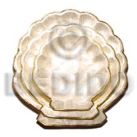 capiz round scallop fruit tray with brass