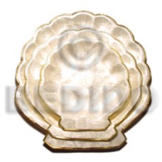 capiz round scallop fruit tray with brass