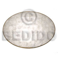 oval placemat 11x15 white capiz with brass
