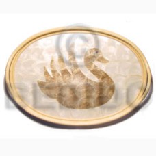 oval capiz serving tray with swan