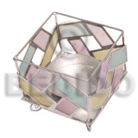 mat weaved design candle holder pastels capiz