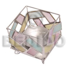 mat weaved design candle holder pastels capiz