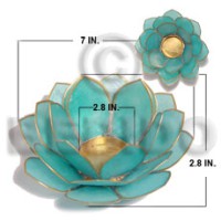 colored capiz lotus aqua blue candle holder