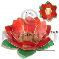 colored lotus red green combination capiz flower candle
