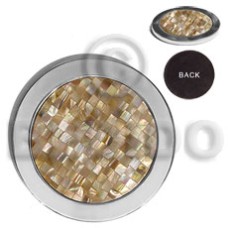 stainless metal coaster with inlaid blocking brownlip