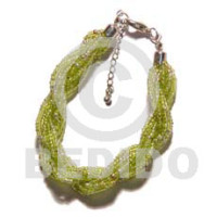 12 rows lime green twisted glass beads