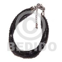 6 rows black multi layered glass beads