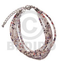 6 rows clear multi layered glass beads