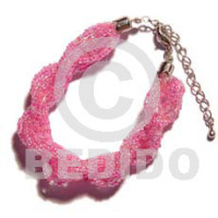 12 rows pink twisted glass beads
