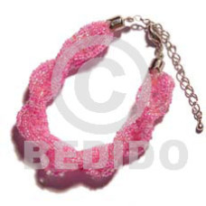 12 rows pink twisted glass beads