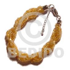 12 rows yellow gold twisted glass beads