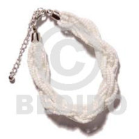 12 rows white twisted glass beads