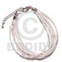 6 rows white clear multi layered glass beads