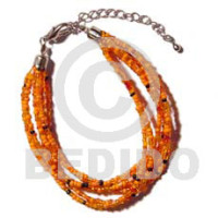 6 rows orange multi layered glass beads