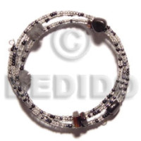 glass beads in hoop wire bracelet adjustable with