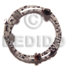 glass beads in hoop wire bracelet adjustable with