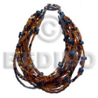 twisted 12 rows golden brown cut glass beads with coco pklt. accen