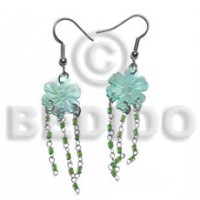 dangling 15mm grooved aqua blue hammershell flower